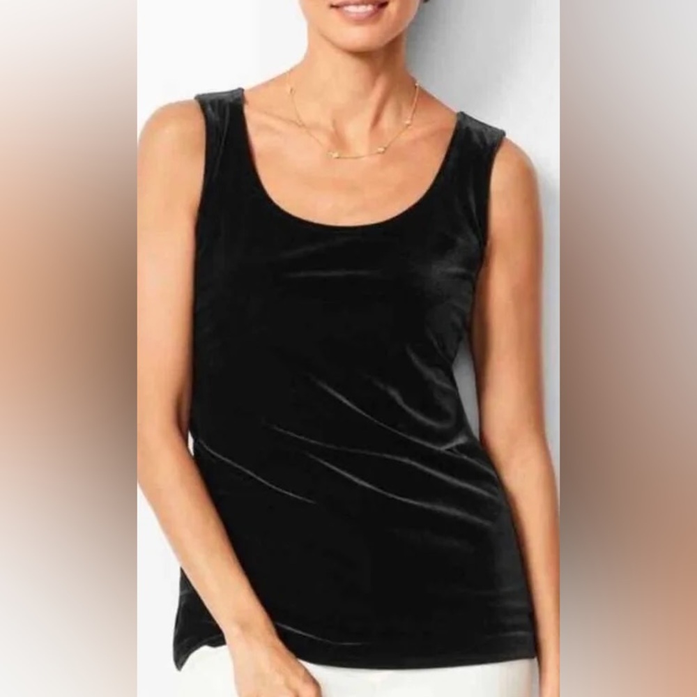 Talbots Black Velvet Stretch  Sleeveless Tank Top Shell Size 2X
